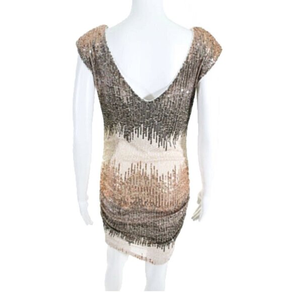 Drew Reversible Sequin Side Ruched Mini Dress S - Picture 4 of 11